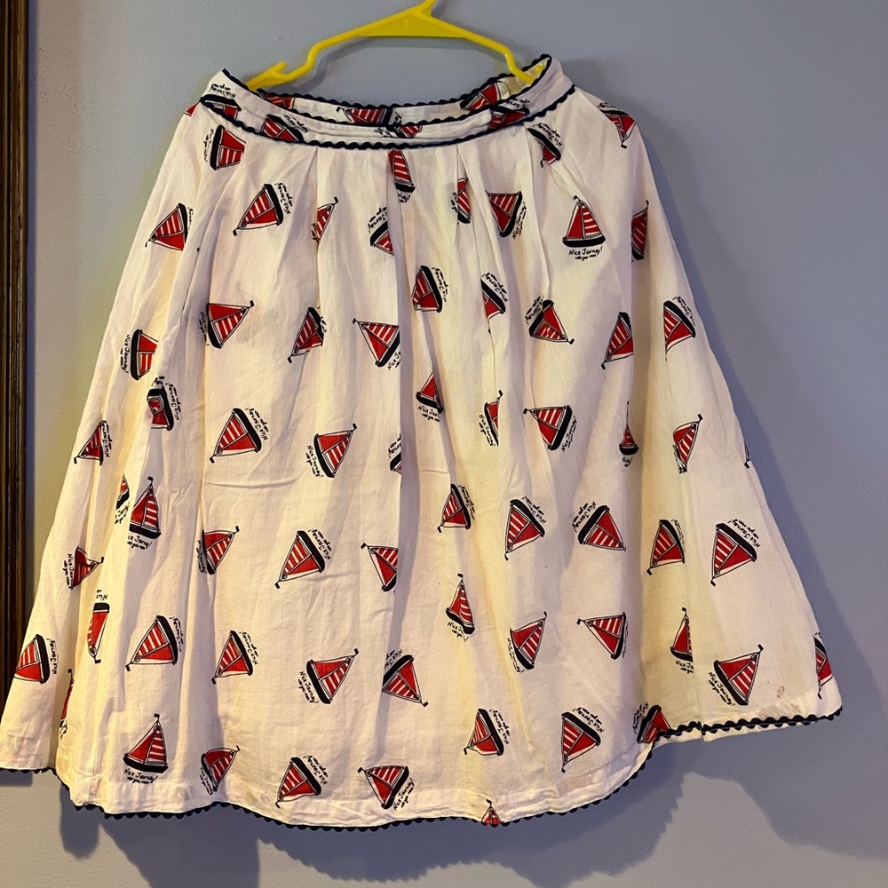 Nautical A-Line Skirt with Sailboat Print